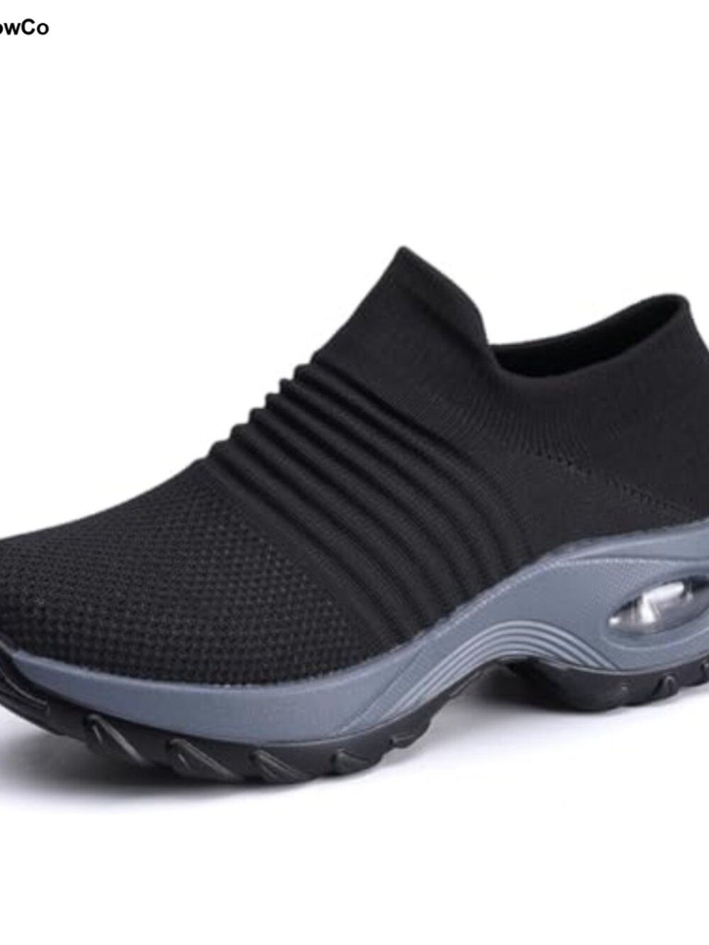 Women's Platform Slip-On Loafers Comfortable Knit Walking Shoes